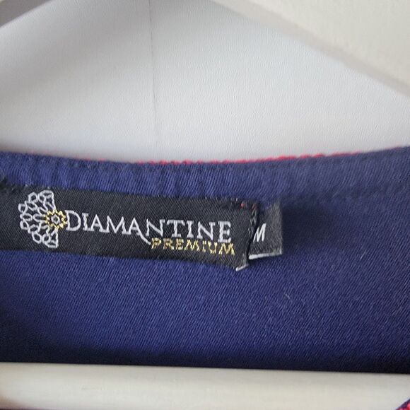 diama ntine premium womens embroidered tunic top size M chinese button knot boho - Picture 8 of 9